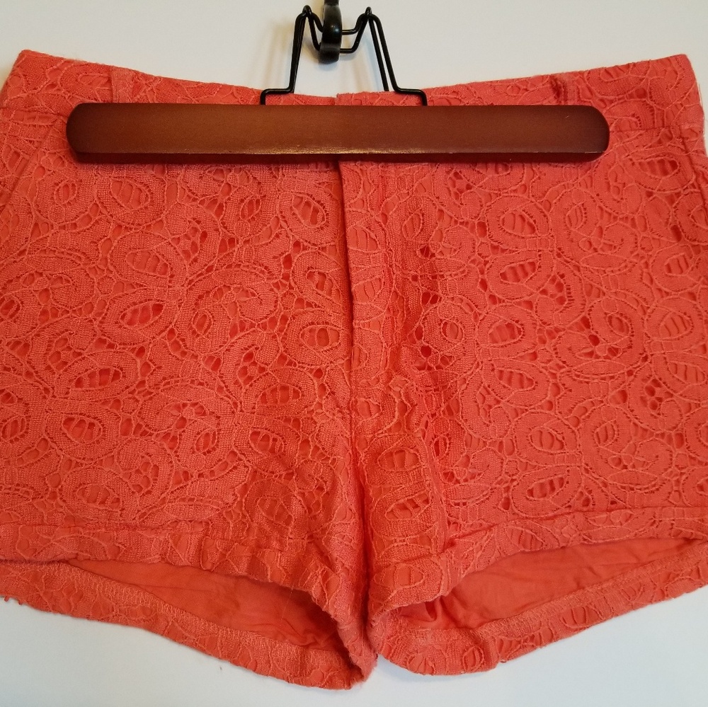 Coral and Peach Lace Shorts